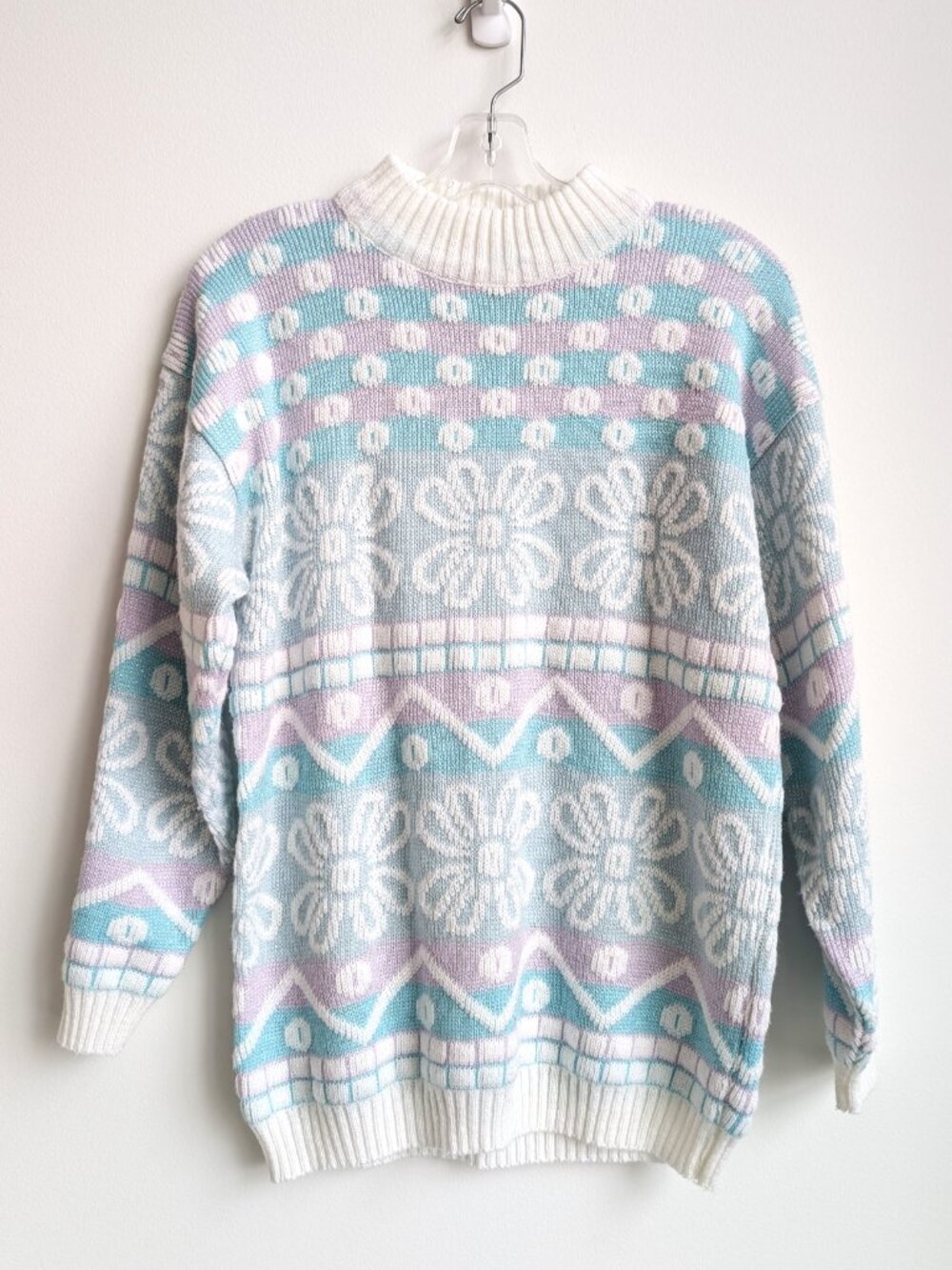 Vintage 80s PATSY'S PLACE Pastel Daisy Metallic Sweater | Large